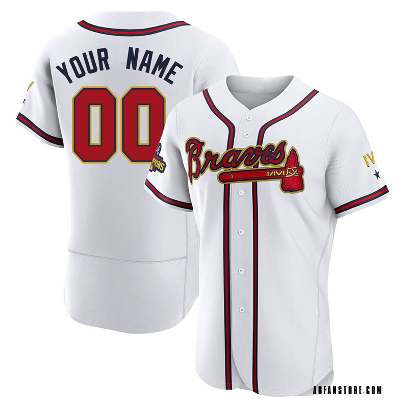 Top-selling Item] Custom 00 Atlanta Braves White 2022-23 Gold